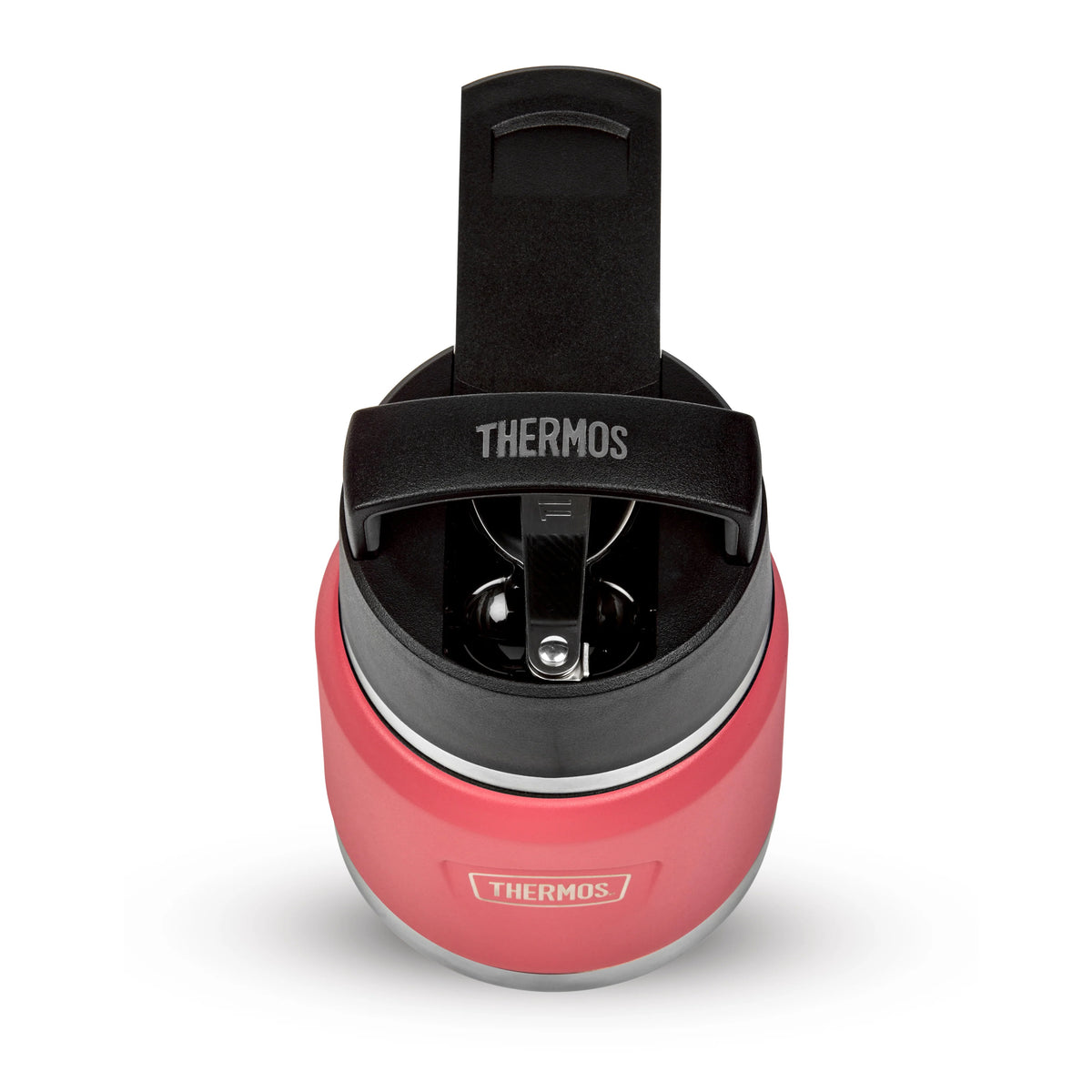 Thermos Icon Series Food Flask with Carry Handle Coral Bloom 9.9cm x 9.9cm x 16.2cm 355ml 410g 254123 | Includes Stainless Steel Spoon | Vacuum Insulated Stainless Steel | 8-Hrs Hot and 18-Hrs Cold | Leakproof | Durable and Portable | Non-slip Base