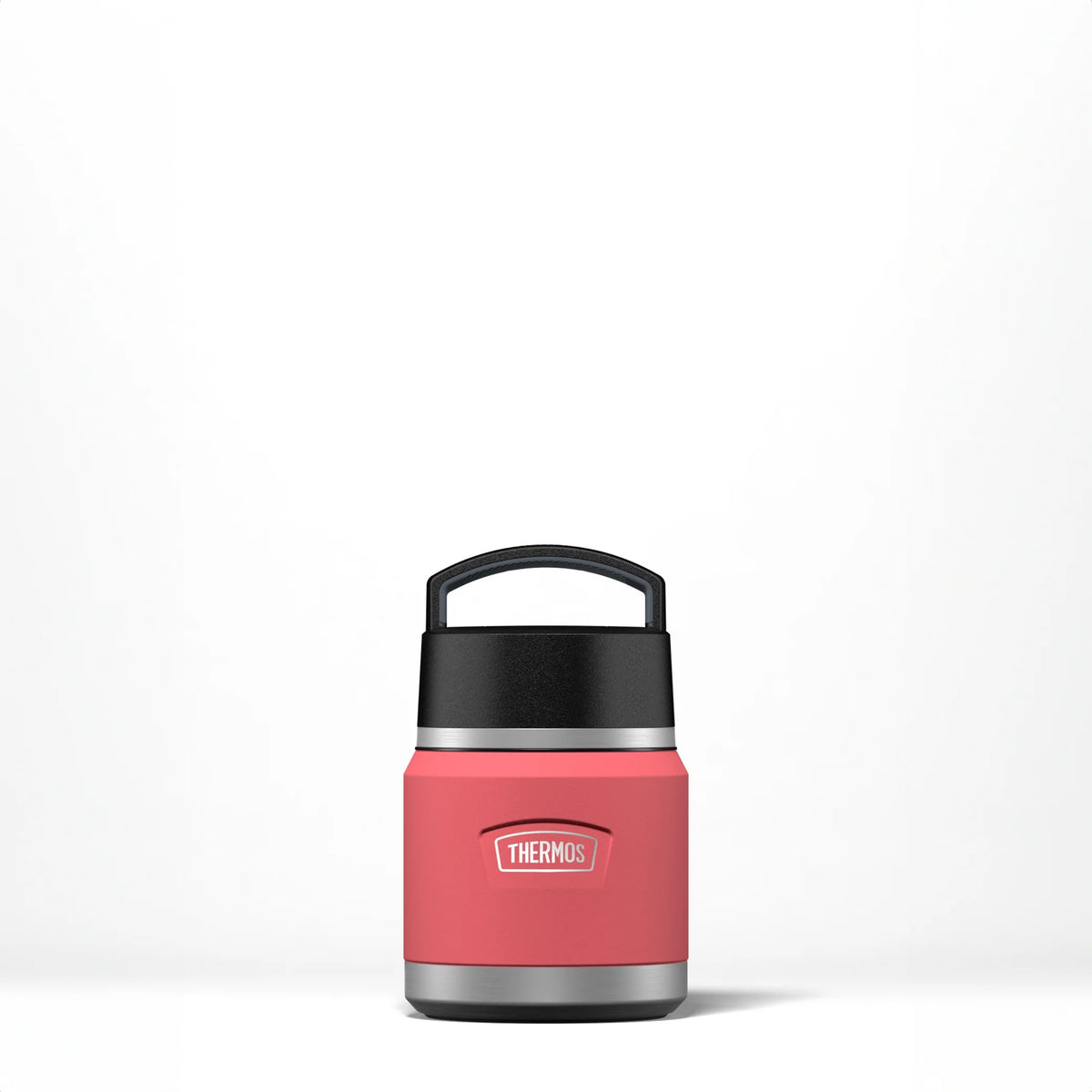Thermos Icon Series Food Flask with Carry Handle Coral Bloom 9.9cm x 9.9cm x 16.2cm 355ml 410g 254123 | Includes Stainless Steel Spoon | Vacuum Insulated Stainless Steel | 8-Hrs Hot and 18-Hrs Cold | Leakproof | Durable and Portable | Non-slip Base