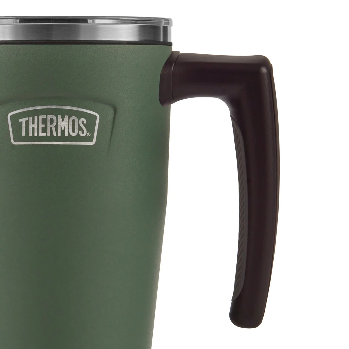 Thermos Icon Series Glide Travel Mug Rock Cap Green 9.7cm x 13.2cm x 21.8cm 530ml 400g 215783 | Vacuum Insulated Stainless Steel Mug | Keeps Drinks Cold for 22Hrs and Hot for 6Hrs | Durable Leak-Proof Travel Water Bottle | Dishwasher Safe | Cup Holder