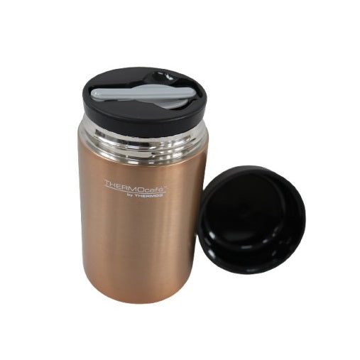 Thermocafe Stainless Steel Vacuum Insulated Food Flask Bronze 400ml 256593 | Includes Folding Spoon | Leakproof | Durable and Portable | Non-slip Base