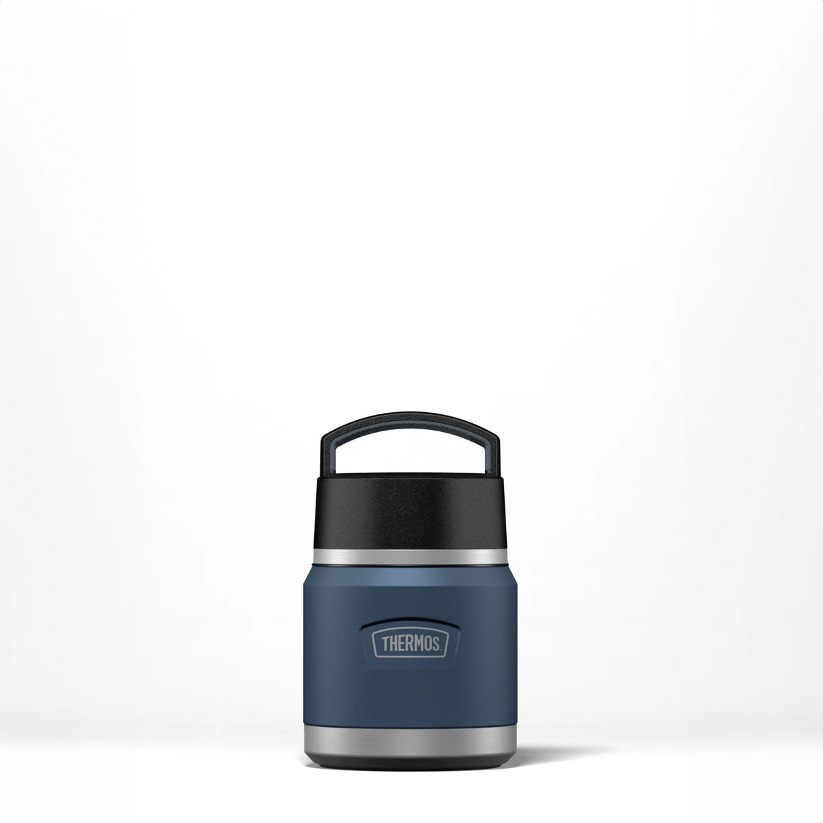 Thermos Icon Series Food Flask with Carry Handle Solent Navy 9.9cm x 9.9cm x 16.2cm 355ml 410g 228195 | Includes Stainless Steel Spoon | Vacuum Insulated Stainless Steel | 8-Hrs Hot and 18-Hrs Cold | Leakproof | Durable and Portable | Non-slip Base