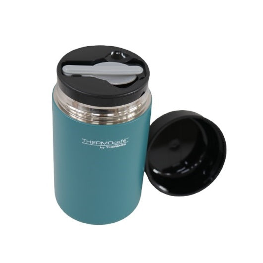 Thermocafe Stainless Steel Vacuum Insulated Food Flask Teal 400ml 256593 | Includes Folding Spoon | Leakproof | Durable and Portable | Non-slip Base