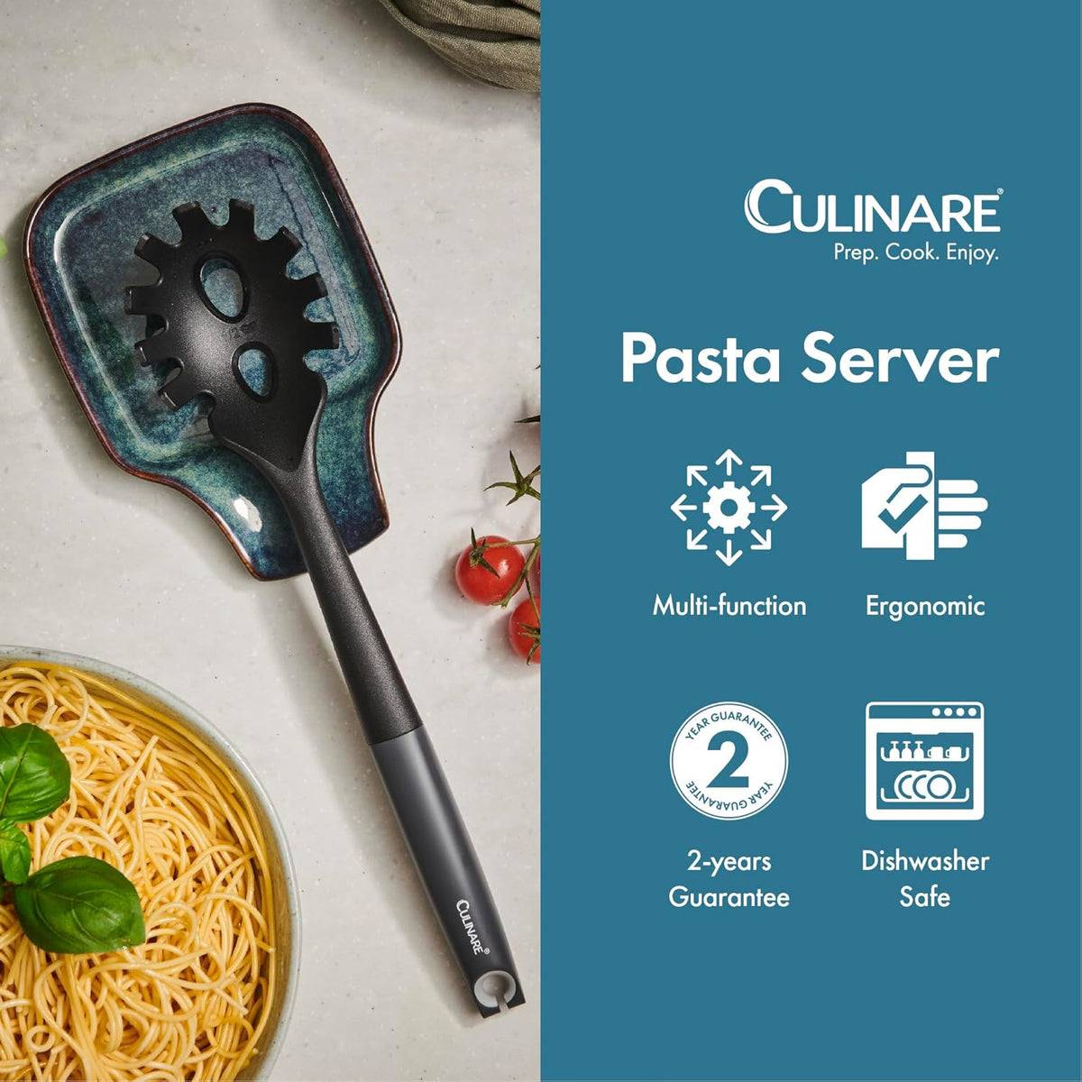 Culinare Pasta Server Grey C240907 | Essential Utensil for Non-Stick Cookware