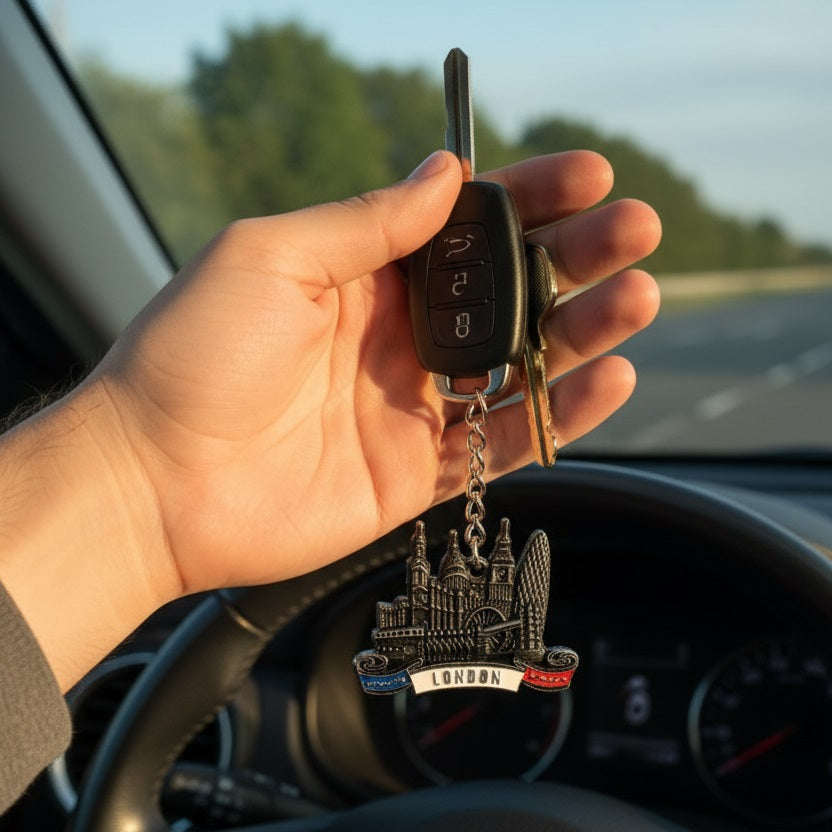 Diamond Gifts London Metal Keyring Black MKR31R