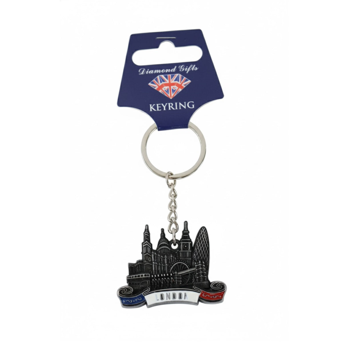 Diamond Gifts London Metal Keyring Black MKR31R