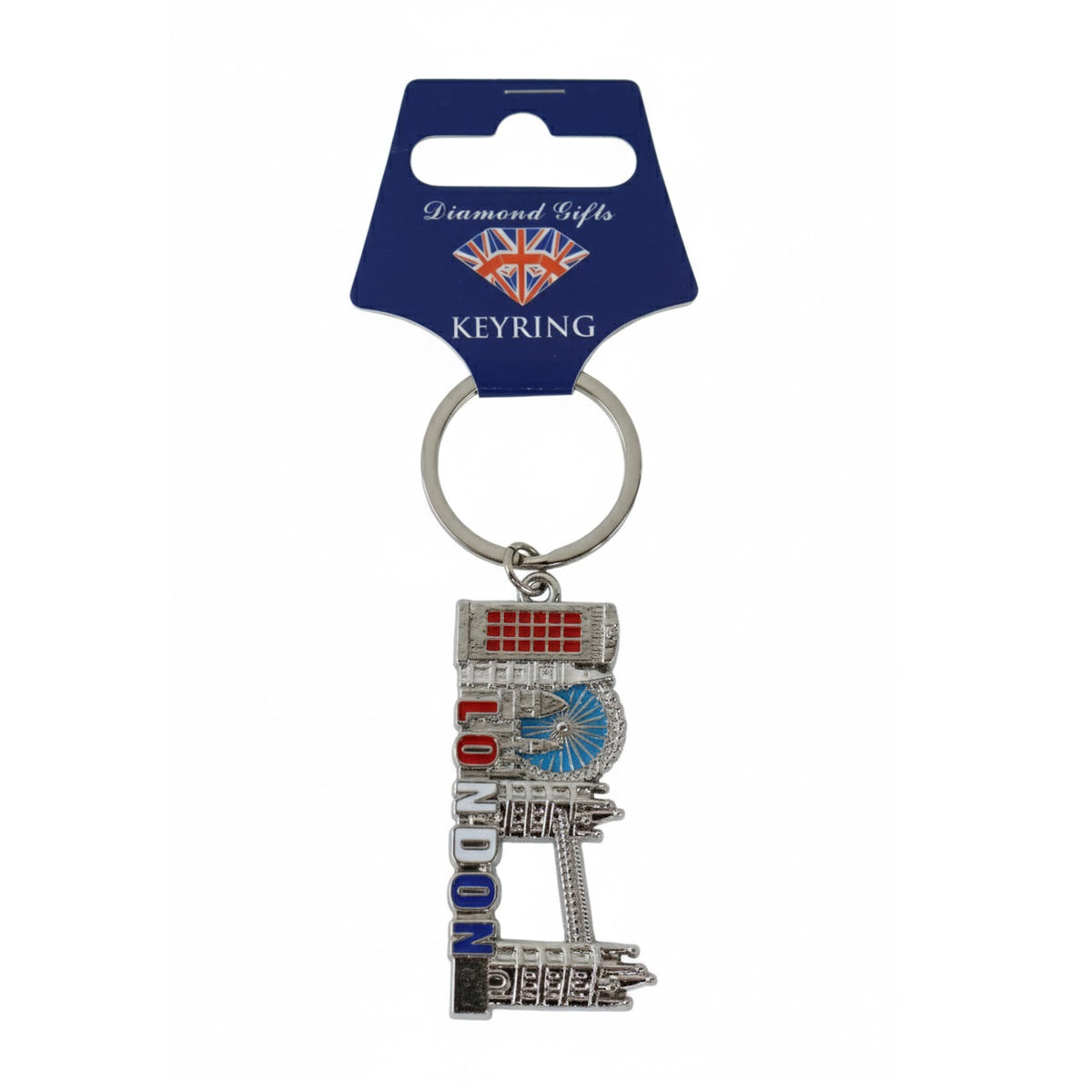 Diamond Gifts London Metal Keyring Chrome MKR04