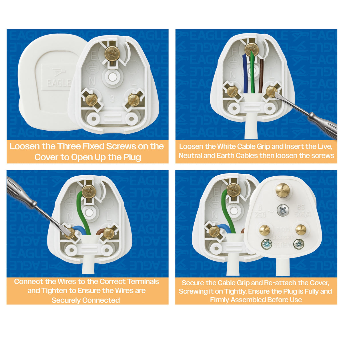 Eagle Plug Round Pins White 5A E301AD