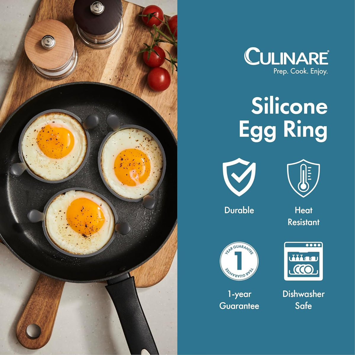 Culinare Silicone Egg Ring Grey 9cm C240801 | Makes Perfectly Shaped Eggs and Pancakes