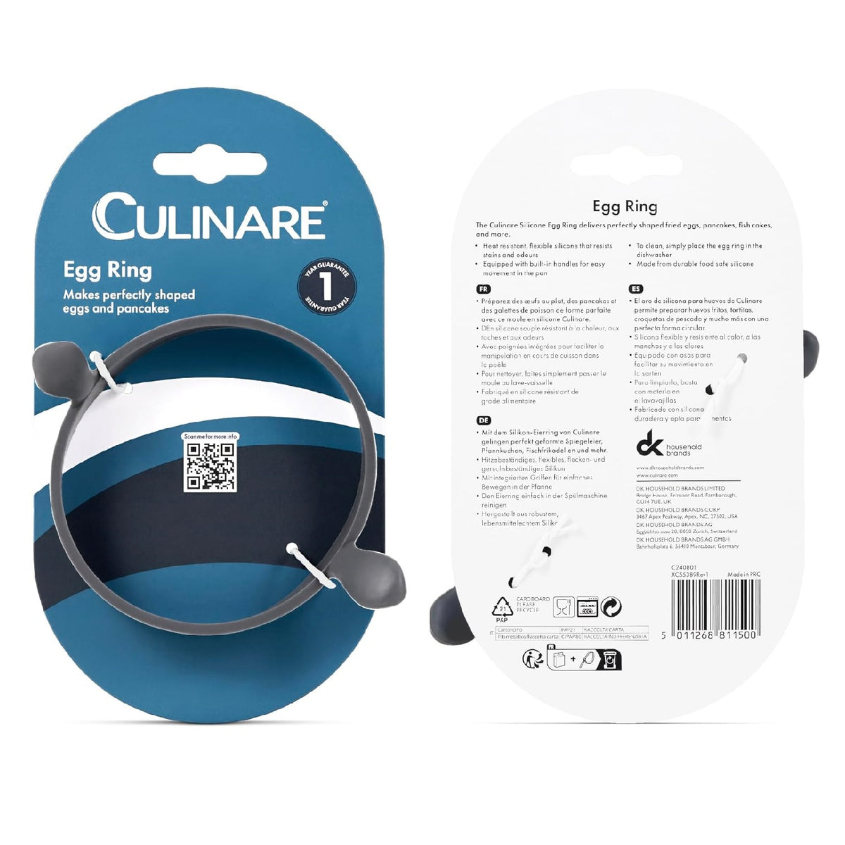 Culinare Silicone Egg Ring Grey 9cm C240801 | Makes Perfectly Shaped Eggs and Pancakes