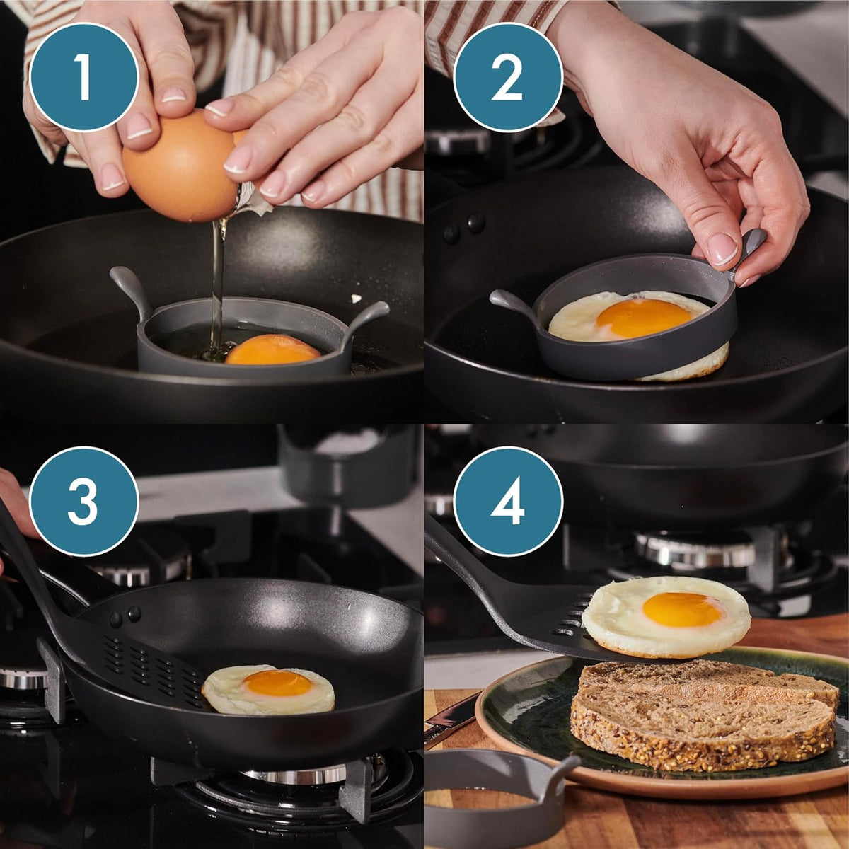 Culinare Silicone Egg Ring Grey 9cm C240801 | Makes Perfectly Shaped Eggs and Pancakes
