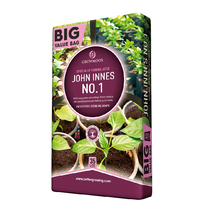 Growmoor John Innes No.1 Compost 35Ltr 35LTRJI1 | Specially Formulated | Use for Young Plants and Seedlings | Retains Moisture | Adds Essential Nutrients and Feeds for upto 4 Weeks | For Successful Feeding and Growth | Added Nutrients and Trace Elements