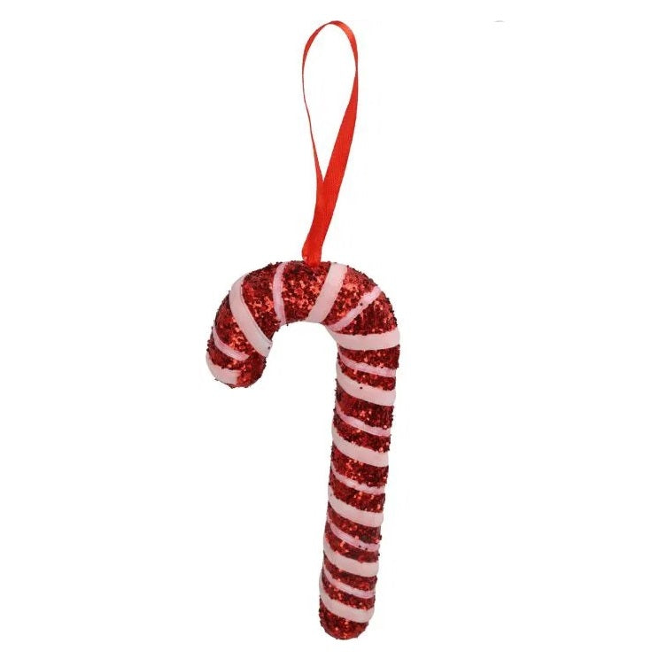 H and S Decorations Glitter Candy Cane Assorted Colours 17cm Pack of 1 AHR000100 | Hanging Christmas Ornaments | With Sparkle Finish