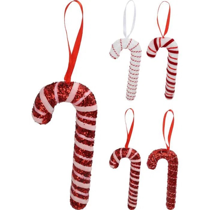 H and S Decorations Glitter Candy Cane Assorted Colours 17cm Pack of 1 AHR000100 | Hanging Christmas Ornaments | With Sparkle Finish