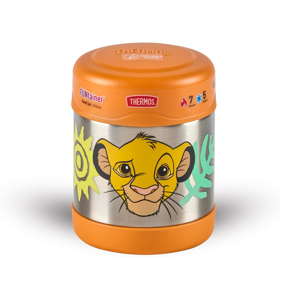 Thermos The Lion King Funtainer Food Jar Orange 290ml 200614 | Stainless Steel Container | Double-wall vacuum insulation | Keeps Food Hot for 7Hrs and Cold for 5Hrs