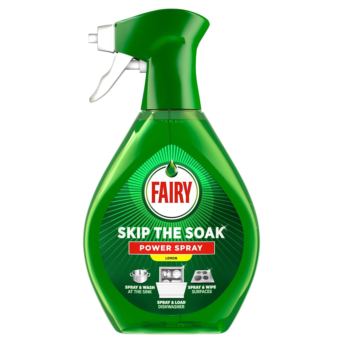 Fairy Skip The Soak Power Spray Lemon Scent Green 650ml C009919 | Multipurpose Kitchen Cleaning Spray | Cuts Grease Fast for Dishes-Surfaces and Cookware