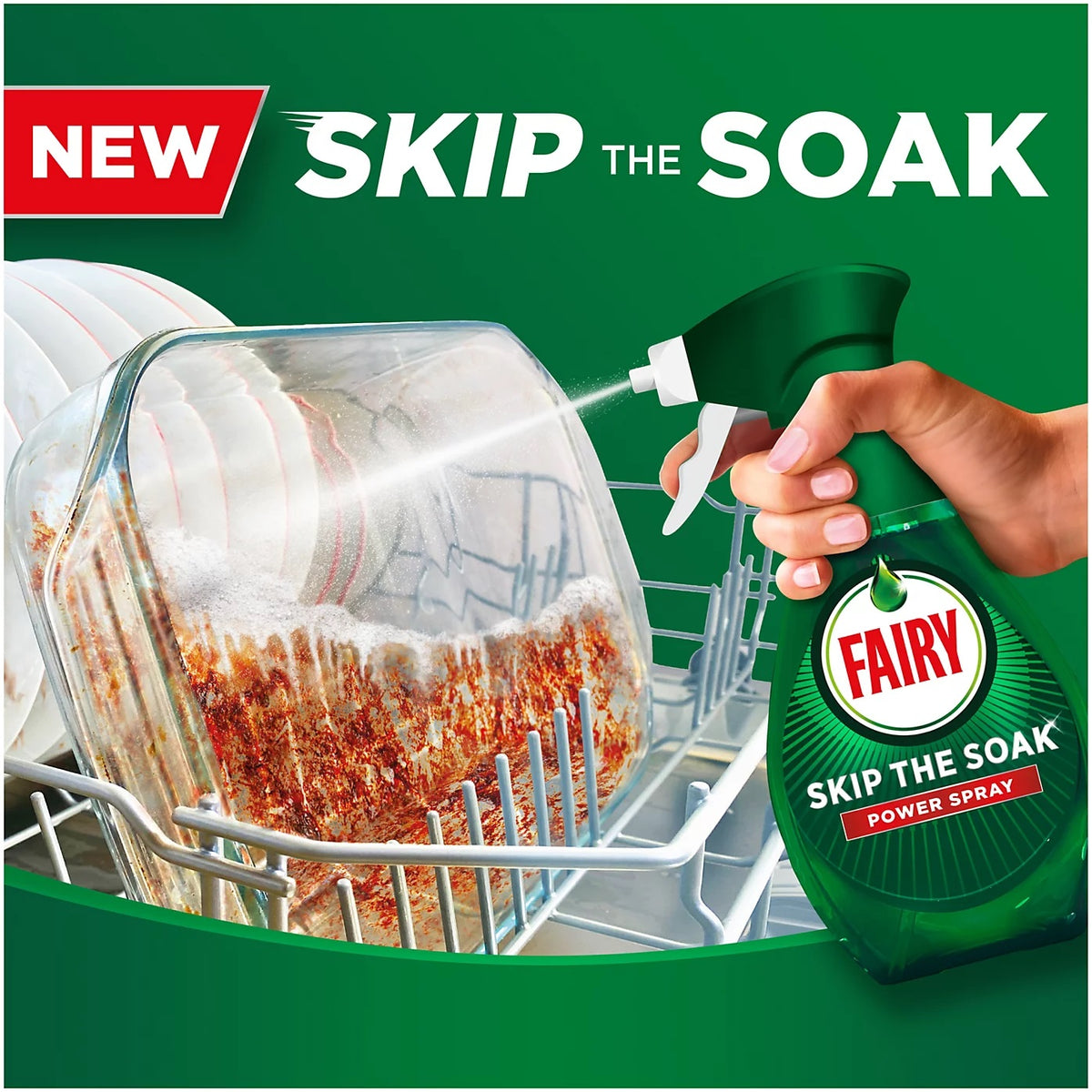 Fairy Skip The Soak Power Spray Lemon Scent Green 650ml C009919 | Multipurpose Kitchen Cleaning Spray | Cuts Grease Fast for Dishes-Surfaces and Cookware