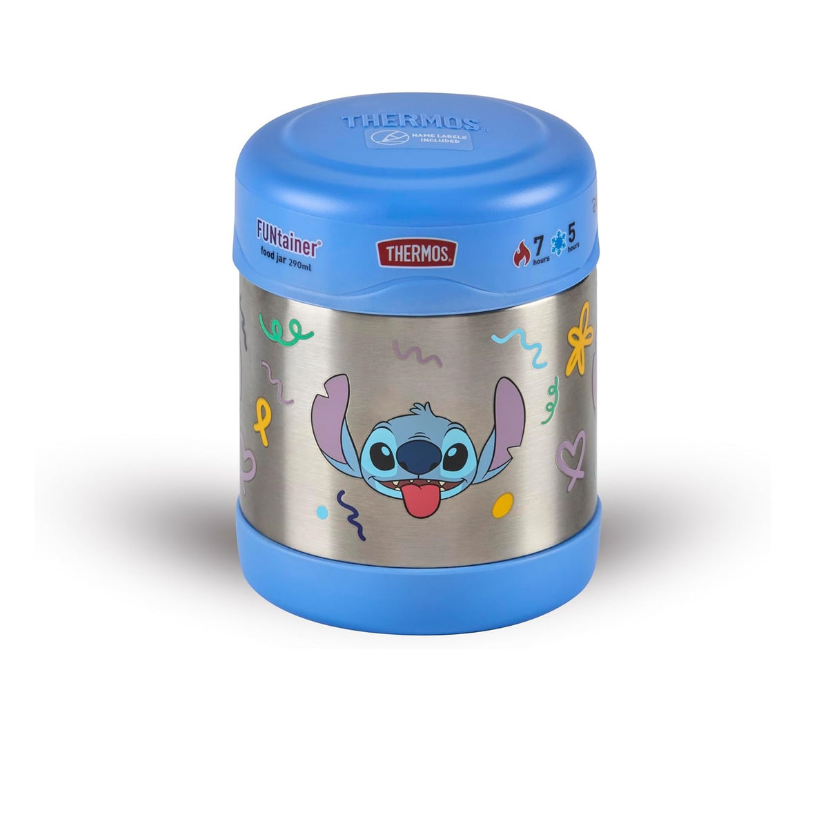 Thermos Funtainer Food Jar Blue 290ml 200760 | Stitch Design | Stainless Steel Container | Double-wall vacuum insulation | Keeps Food Hot for 7Hrs and Cold for 5Hrs