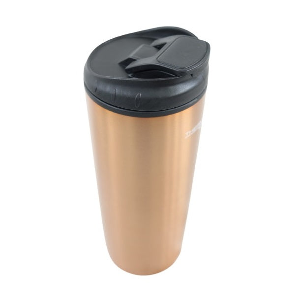Thermocafe Stainless Steel Insulated Tumbler Bronze 435ml 256570 | Sweat-proof with Cold | Flip-top Rubberised Press Fit Close | Cool Outer Wall for Hot Liquids