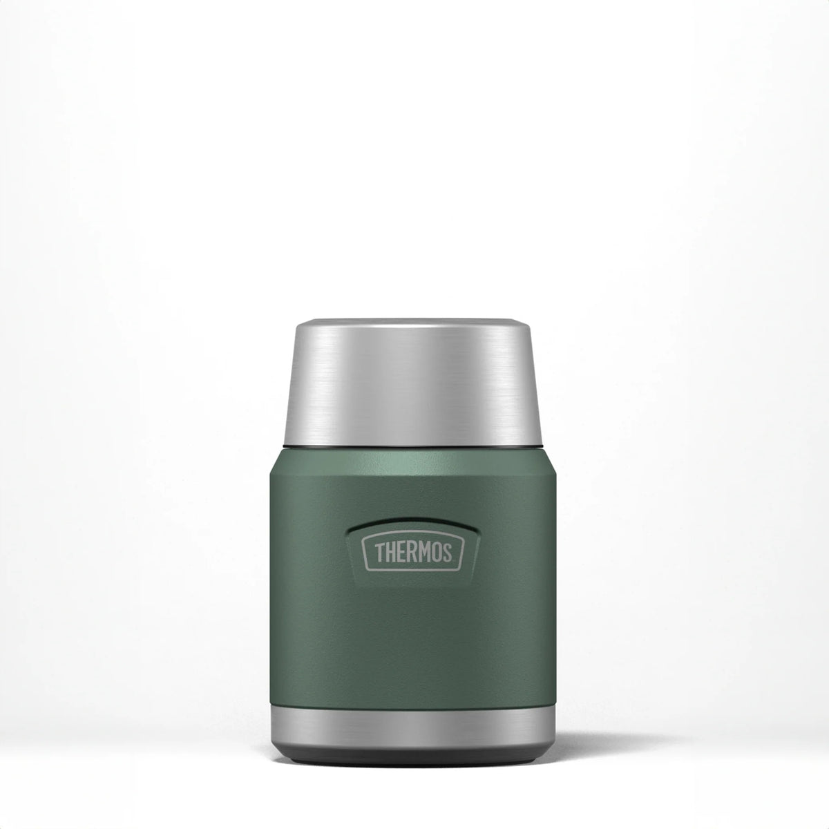 Thermos Icon Series Food Flask Rock Cap Green 10cm x 10cm x 15cm 470ml 460g 230021 | Stow-Away Spoon Storage | Vacuum Insulated Stainless Steel | 10-Hrs Hot and 24-Hrs Cold | Leakproof | Durable and Portable | Non-slip Base | Insulated Pressure Relief