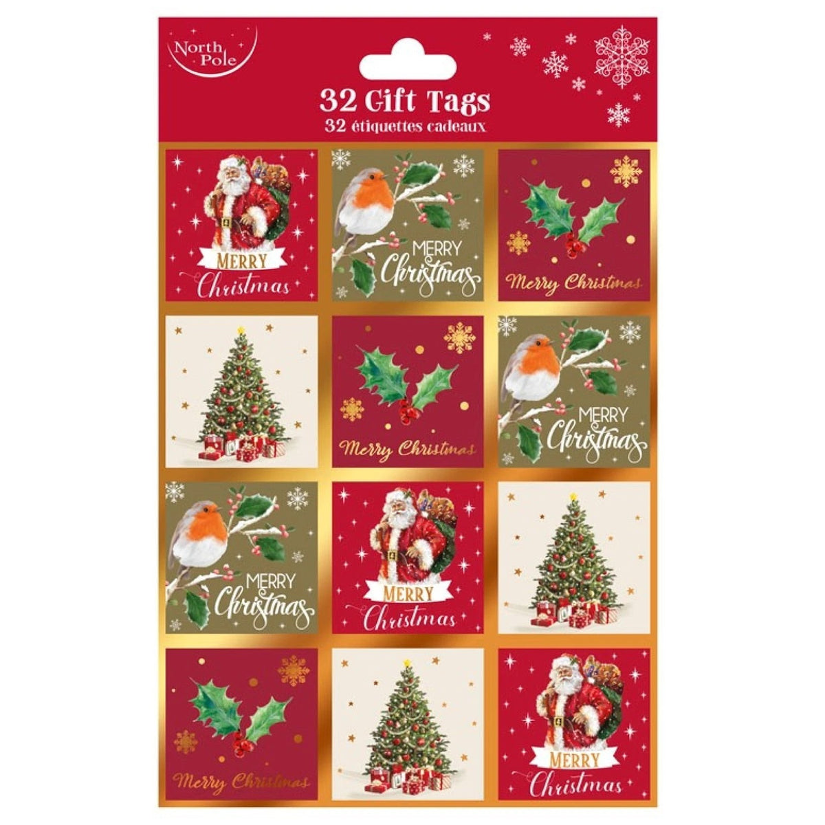 Eurowrap North Pole Traditional Christmas Gift Tags Assorted Pack of 32 X-34628-GTC