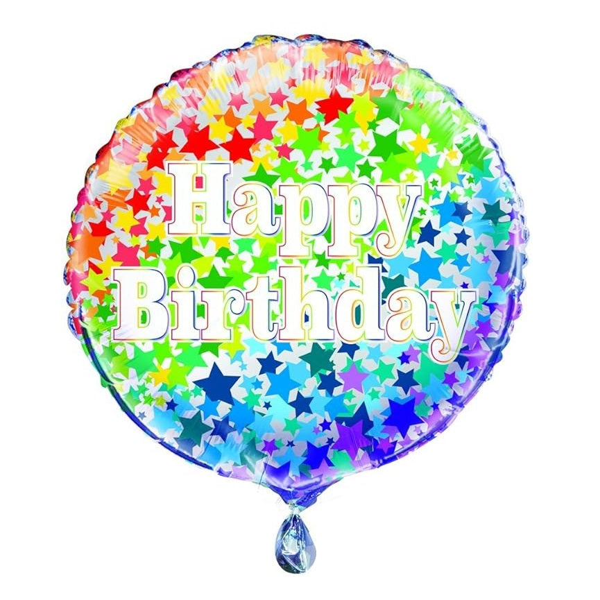 Unique Rainbow Stars Happy Birthday Foil Helium Balloon Multicoloured 18-Inch 55789