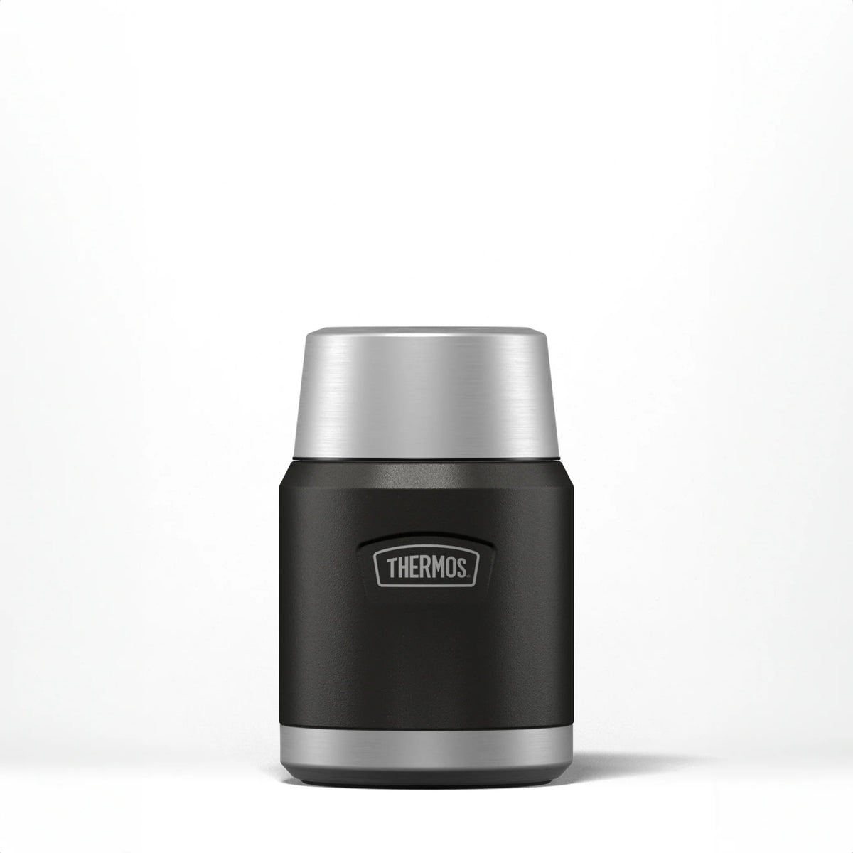 Thermos Icon Series Food Flask Granite Black 10cm x 10cm x 15cm 470ml 460g 230018 | Stow-Away Spoon Storage | Vacuum Insulated Stainless Steel | 10-Hrs Hot and 24-Hrs Cold | Leakproof | Durable and Portable | Non-slip Base | Insulated Pressure Relief Stopper BPA Free | Includes Stainless Steel Spoon
