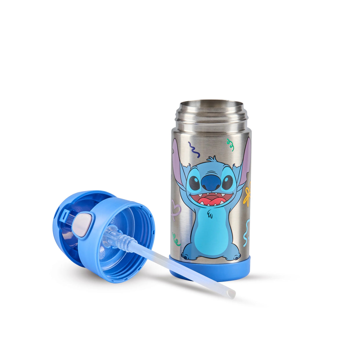 Thermos Funtainer Stainless Steel Water Bottle Blue 355ml 7cm x 7cm x 19cm 210g 200707 | Stitch Design | Vacuum Insulated Kids Water Bottle | Keeps Drinks Cold for 12Hrs | Not for Hot Liquids