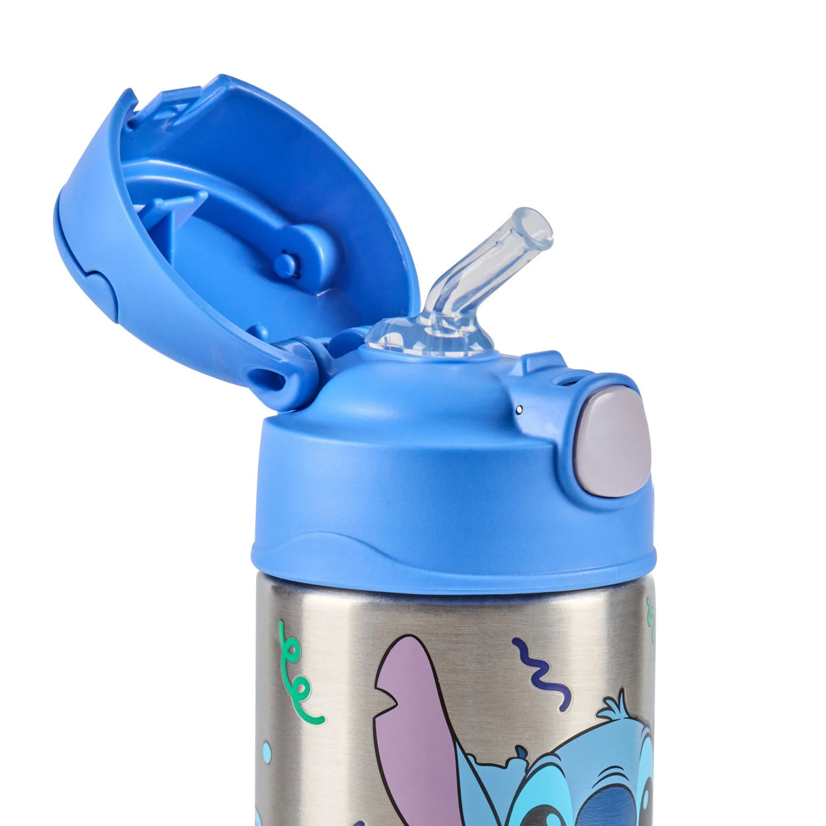 Thermos Funtainer Stainless Steel Water Bottle Blue 355ml 7cm x 7cm x 19cm 210g 200707 | Stitch Design | Vacuum Insulated Kids Water Bottle | Keeps Drinks Cold for 12Hrs | Not for Hot Liquids