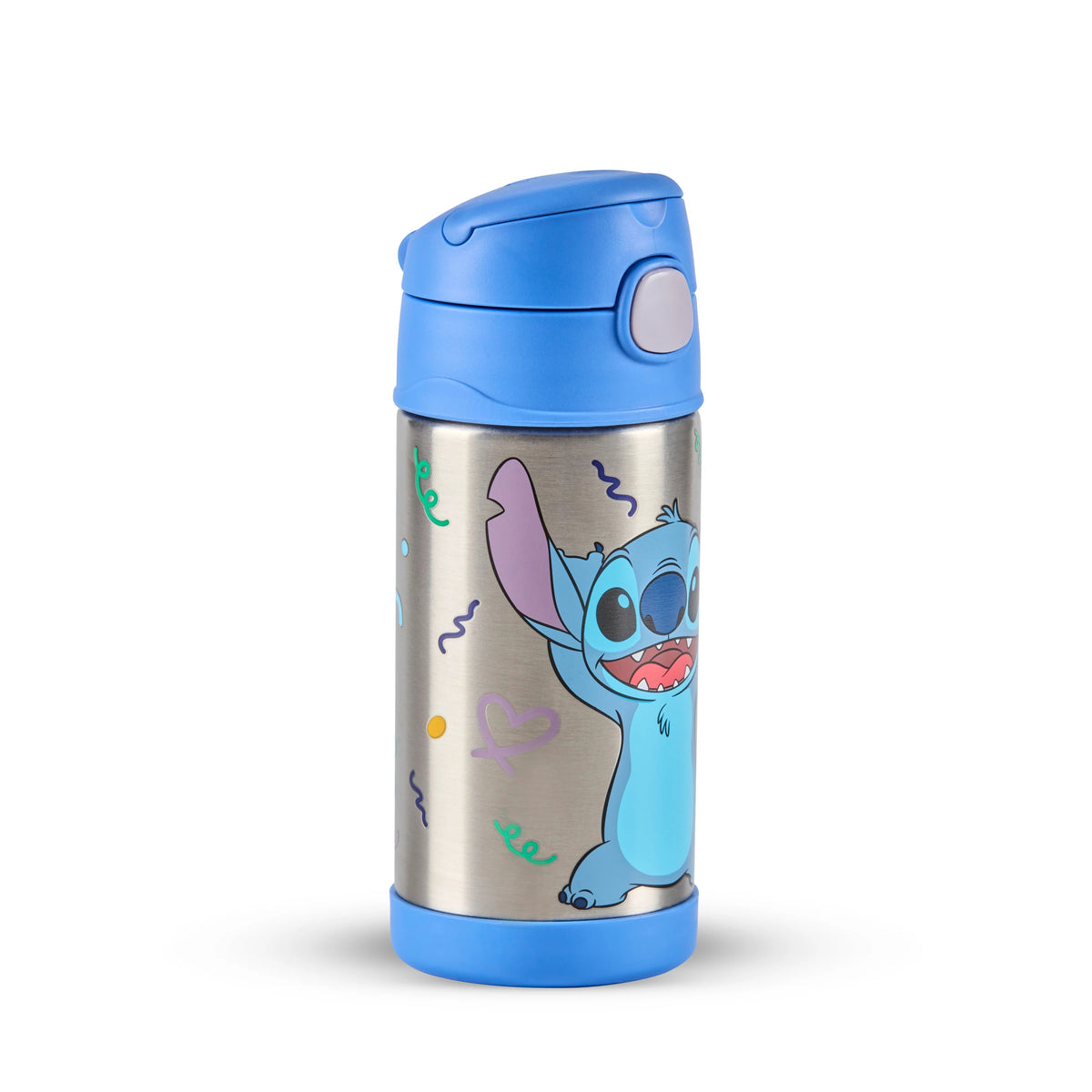 Thermos Funtainer Stainless Steel Water Bottle Blue 355ml 7cm x 7cm x 19cm 210g 200707 | Stitch Design | Vacuum Insulated Kids Water Bottle | Keeps Drinks Cold for 12Hrs | Not for Hot Liquids