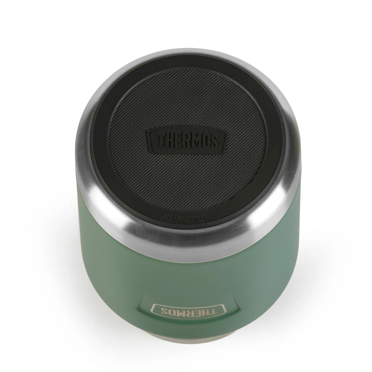 Thermos Icon Series Food Flask Rock Cap Green 10cm x 10cm x 18.5cm 710ml 510g 230116 | Includes Stainless Steel Spoon | Vacuum Insulated Stainless Steel | 14-Hrs Hot and 24-Hrs Cold | Leakproof | Durable and Portable | Non-slip Base | Insulated Pressure