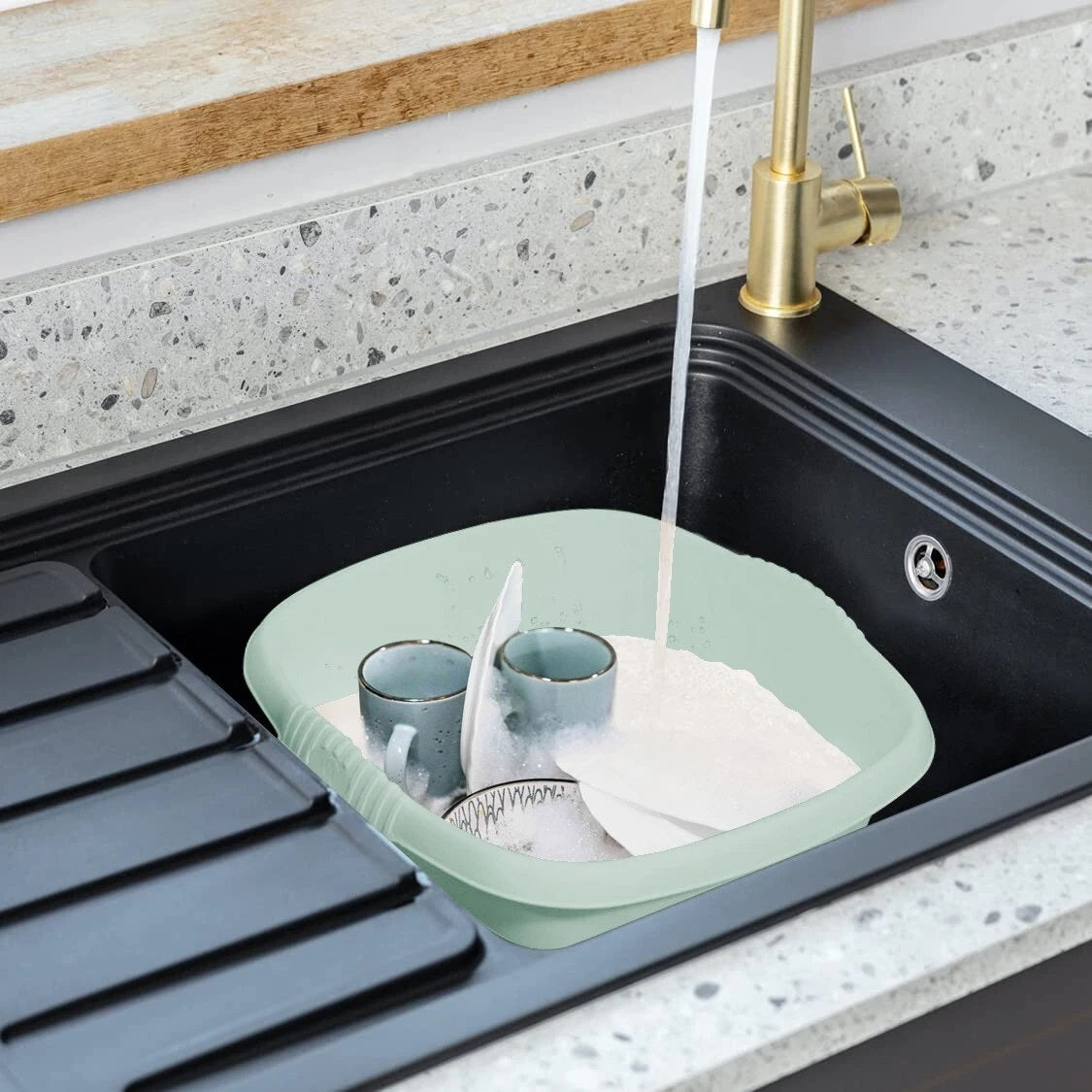 Wham Casa Washing Up Square Plastic Bowl Silver Sage 32cm 17206