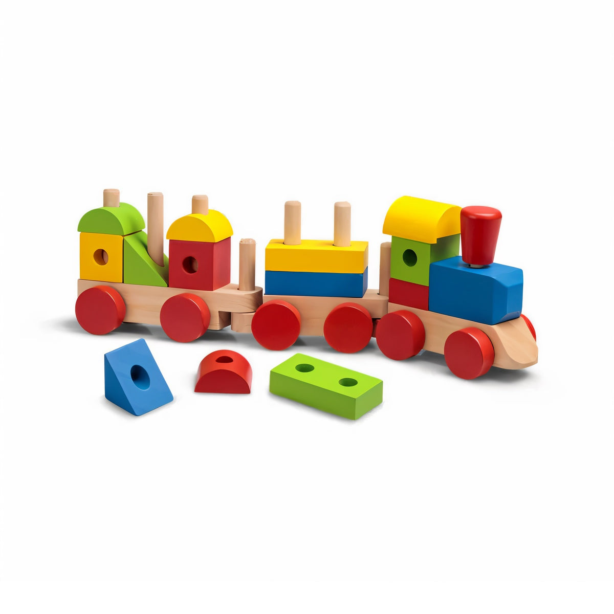 Tobar Wooden Stack and Sounds Train Multicolour H12cm x W37cm x D8cm 36452FSC | Hand to Eye Coordination | Imagination | Problem Solving | Spatial Awareness | Colours and Shapes | Understanding the World | Social Skills