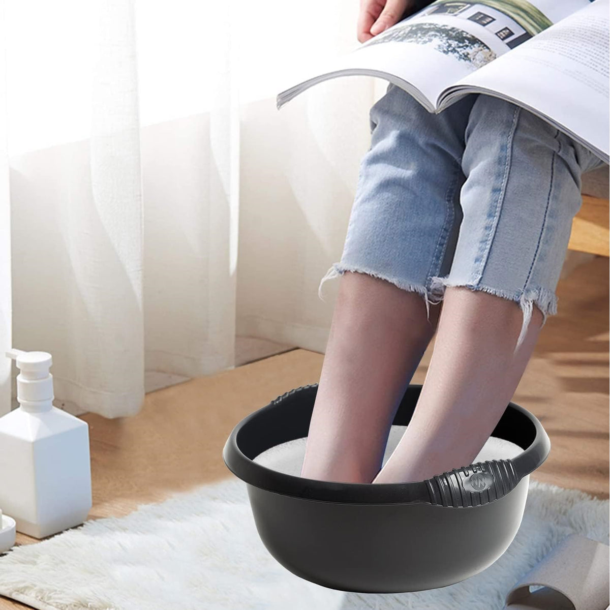 Wham Round Casa Bowl 28cm Midnight Black 17130 | Durable Plastic Mixing and Washing Bowl | Lightweight and Easy to Clean | Ideal for Kitchen-Laundry and Household Use