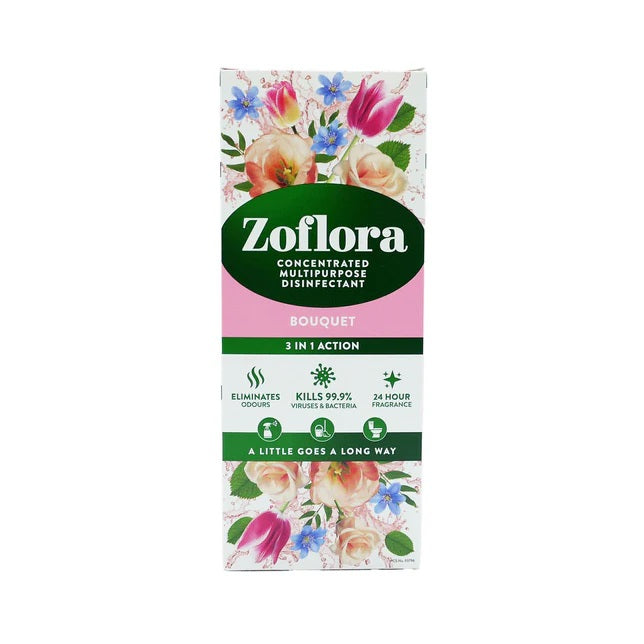 Zoflora Bouquet Concentrated Multipurpose Disinfectant Multicoloured 500ml 455502 | Floral Fragrance | Kills Bacteria and Viruses | Odour Eliminator | Long-Lasting Freshness | Use in Kitchen-Bathrooms-Hard Floors and Tiles