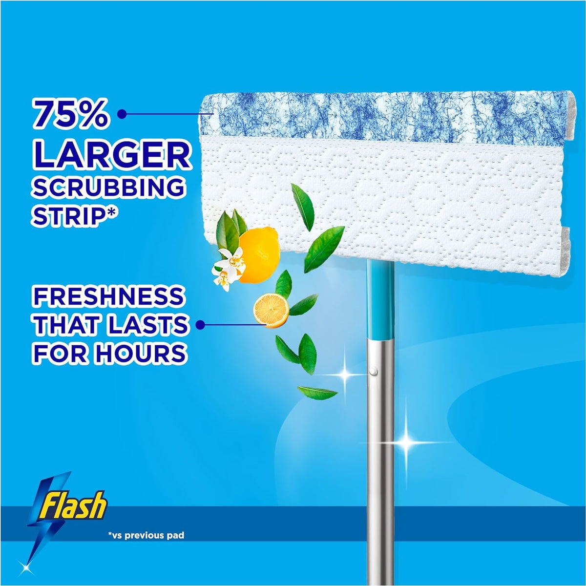 Flash Speed Mop Lemon Wet Cloths Multicoloured Pack of 10 C010089 | Crisp Lemon Scent | Easy Scrub and Fast Clean | Kills Bacteria and Select Viruses