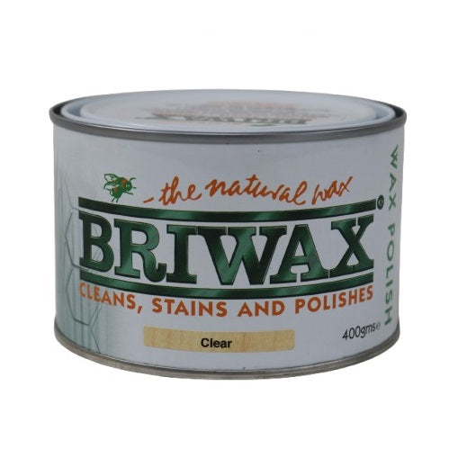Briwax Natural Wax Polish Clear 400g BWCL400 | Cleans-Stains and Polishes | Long-Lasting Shine | For Wood Furniture and Surfaces | Contains Beeswax Carnauba Wax