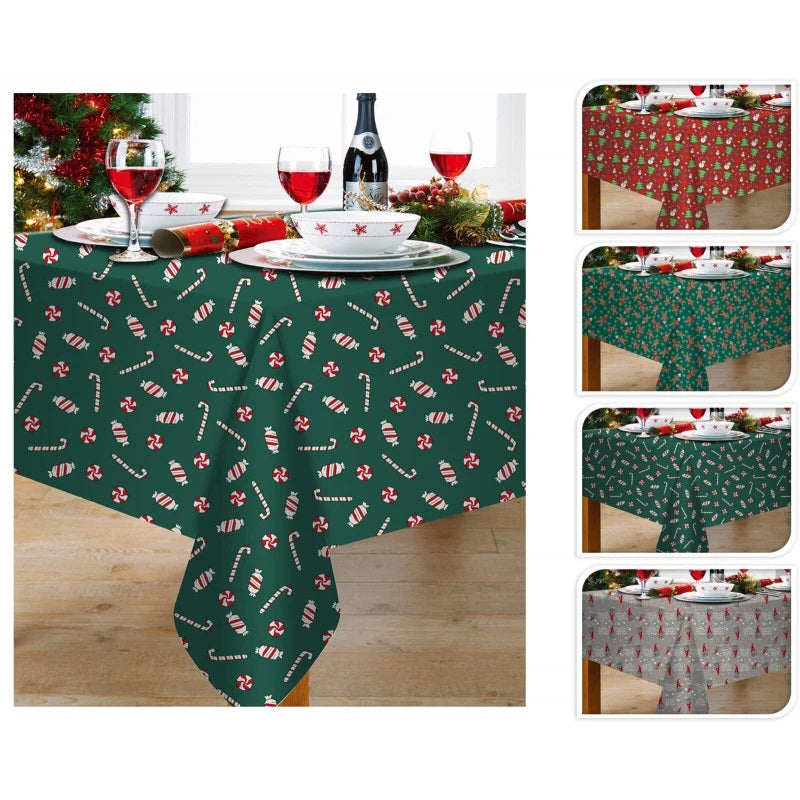 Excellent Houseware Christmas Tablecloth Assorted Colours 130cm x 180cm CY2702810 | Asorted Designs | Festive Table Cover | For Holiday Dining-Parties and Decorations