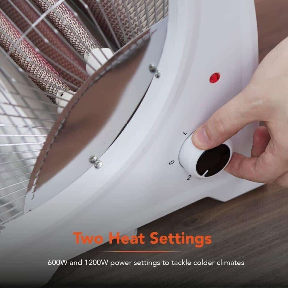 Daewoo 1200W Bar Ceramic Heater White HEA1893 | Instant Heat | 2 Heat Settings | Tip Over Cut Out