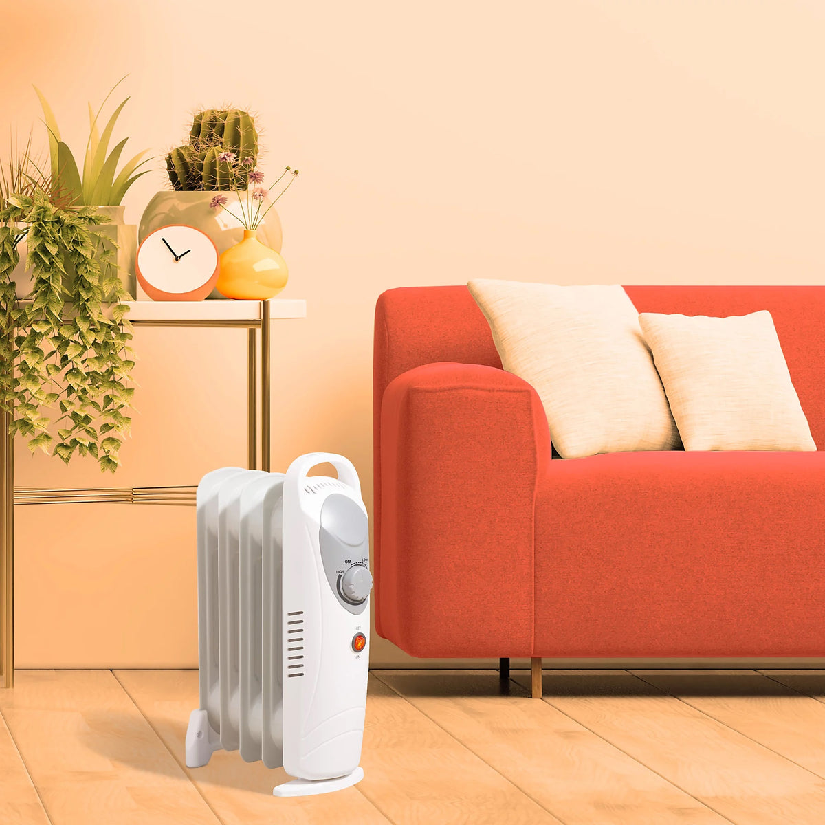 Daewoo 650W Mini Oil Filled Radiator White HEA1143 | Thermostat Control | Power Indicator | Portable | Safe and Secure