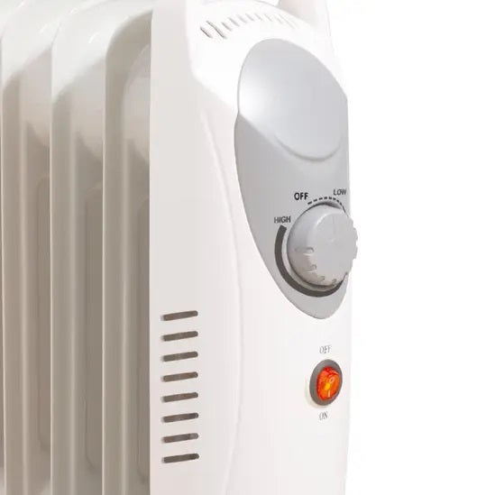 Daewoo 650W Mini Oil Filled Radiator White HEA1143 | Thermostat Control | Power Indicator | Portable | Safe and Secure