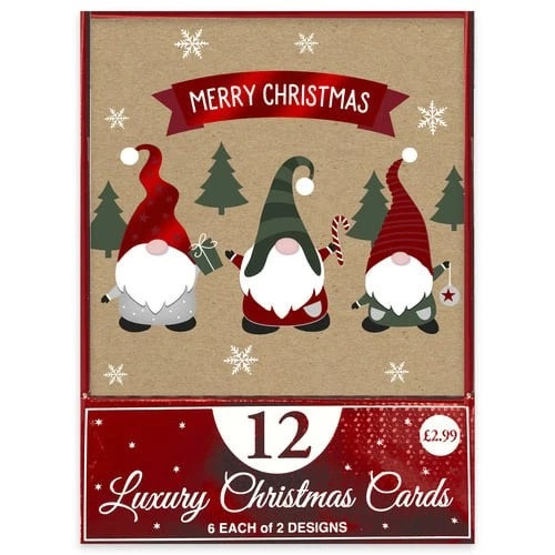 Eurowrap Gonk Luxury Christmas Cards Assorted Pack of 12 X-35819-BC