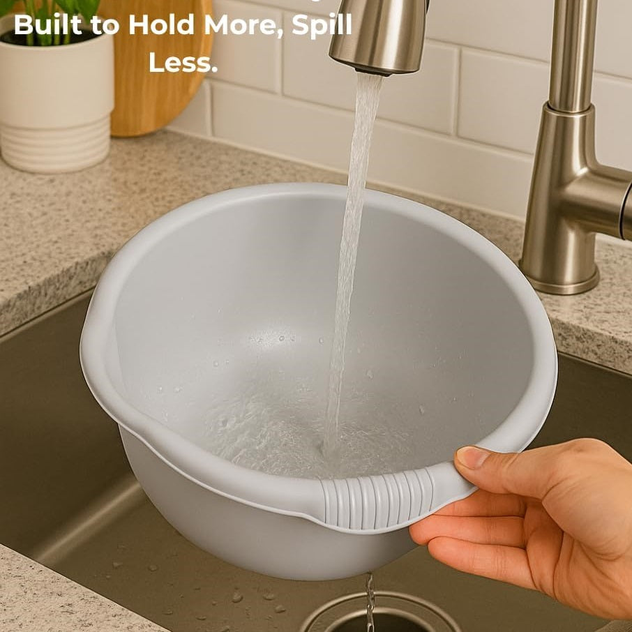 Wham Round Casa Bowl 28cm Silver 11265 | Durable Plastic Mixing and Washing Bowl | Lightweight and Easy to Clean | Ideal for Kitchen-Laundry and Household Use