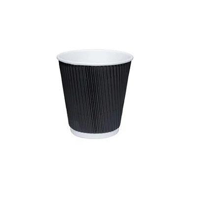 Ecowise Ripple Coffee Cups Black 120ml Pack of 24 EC-0980 | 100 Percent Natural and Recyclable | Product Made from Sustainable Sources