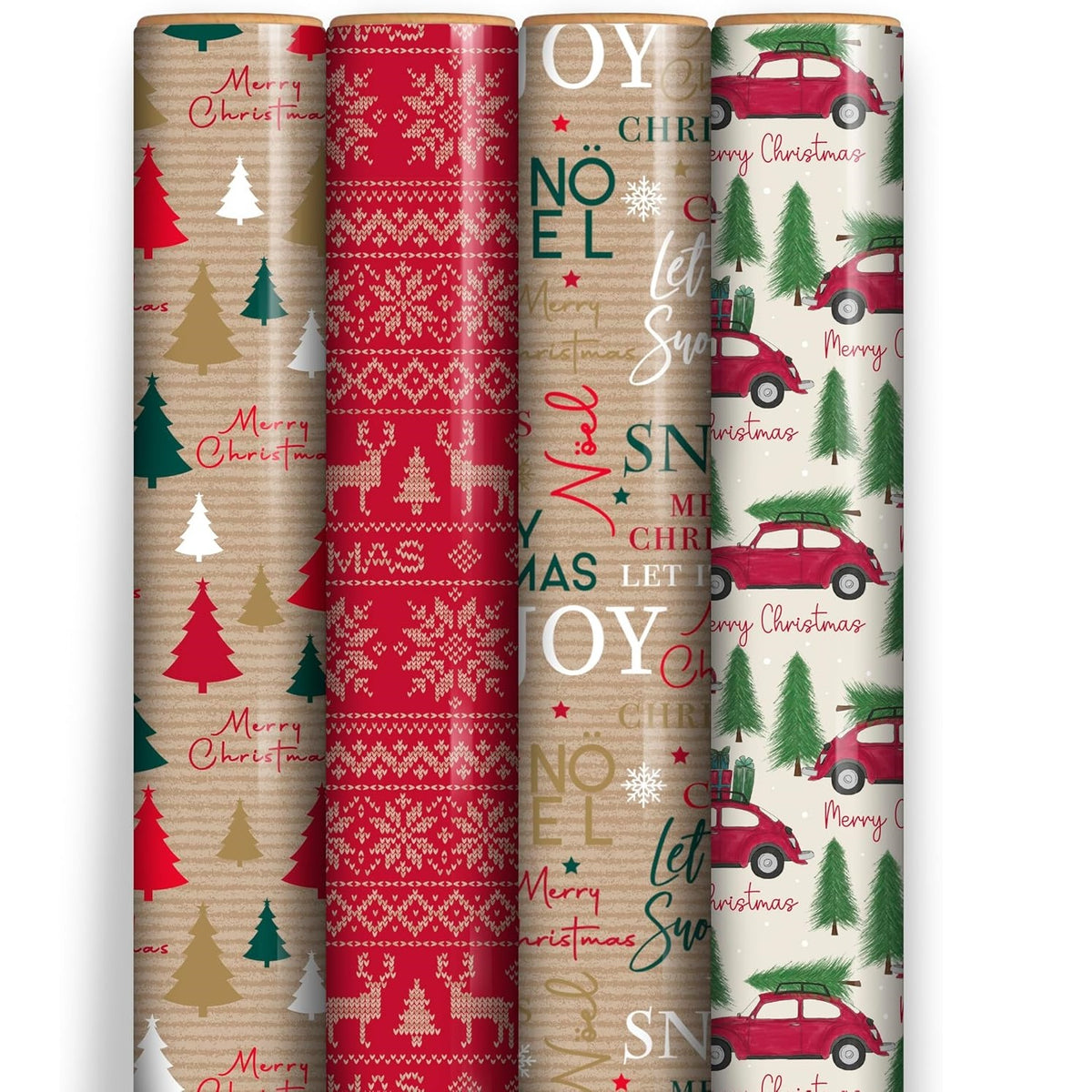 Clairefontaine Eurowrap Recyclable Christmas Festive Gift Wrap Multicoloured 4Mtr x 70cm Pack of 1 X-36449-GWC | Assorted Designs | Perfect for Holiday Presents