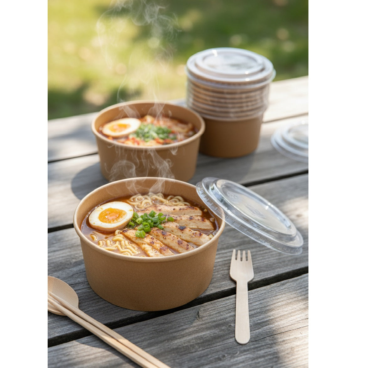 Ecowise Kraft Salad Bowl with Lids Brown 750ml Pack of 10 EC-2021 | 100 Percent Natural and Recyclable | Product Made from Sustainable Sources
