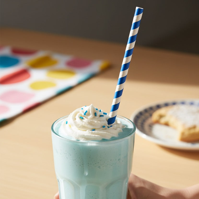 JL Supplies Jumbo Straws White and Blue Pack of 25 2261
