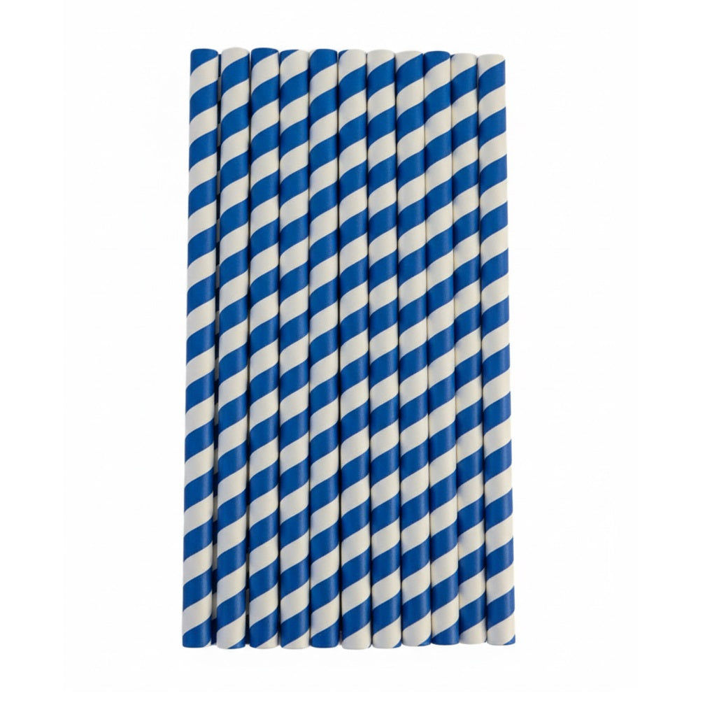 JL Supplies Jumbo Straws White and Blue Pack of 25 2261
