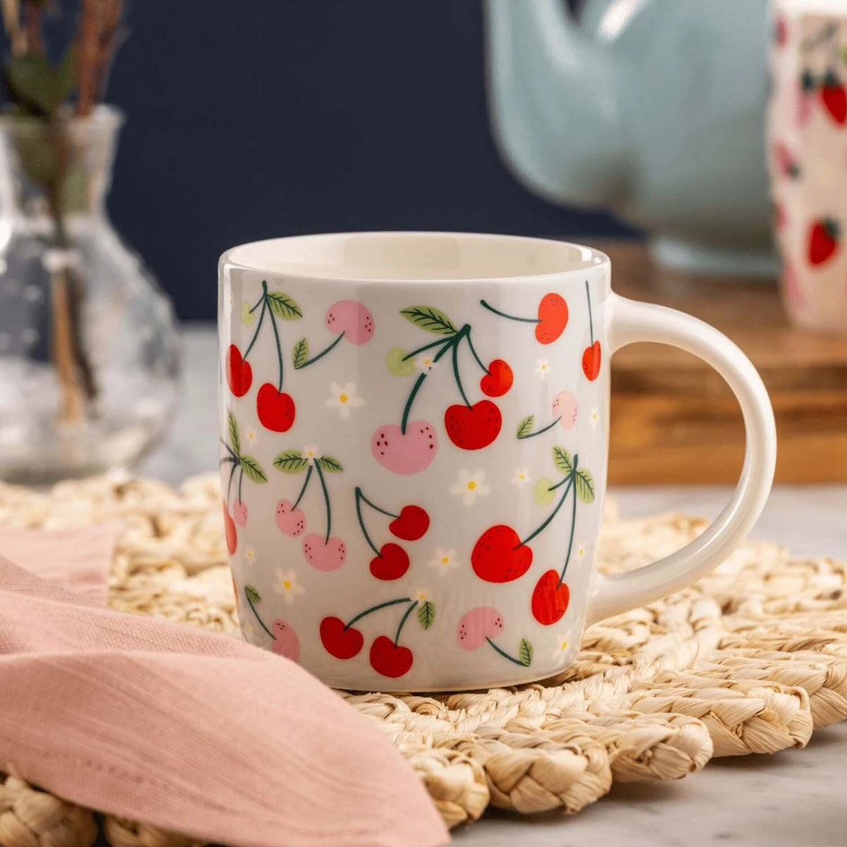 Price and Kensington Cherry Decorated Coffee Mug Multicoloured 340ml 59.755