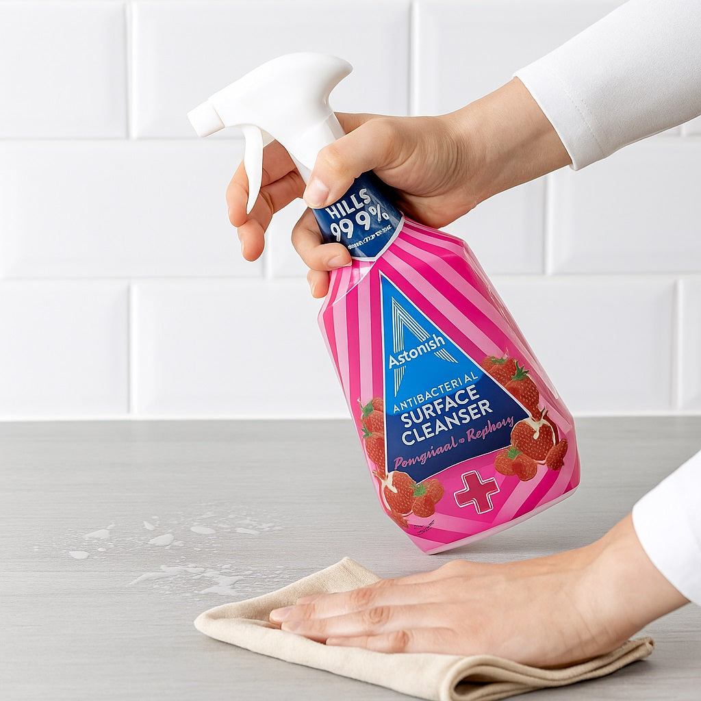 Astonish Pomegranate and Raspberry Antibacterial Surface Cleaner 750ml HOAST057 | Kills 99.9 Percent of Bacteria