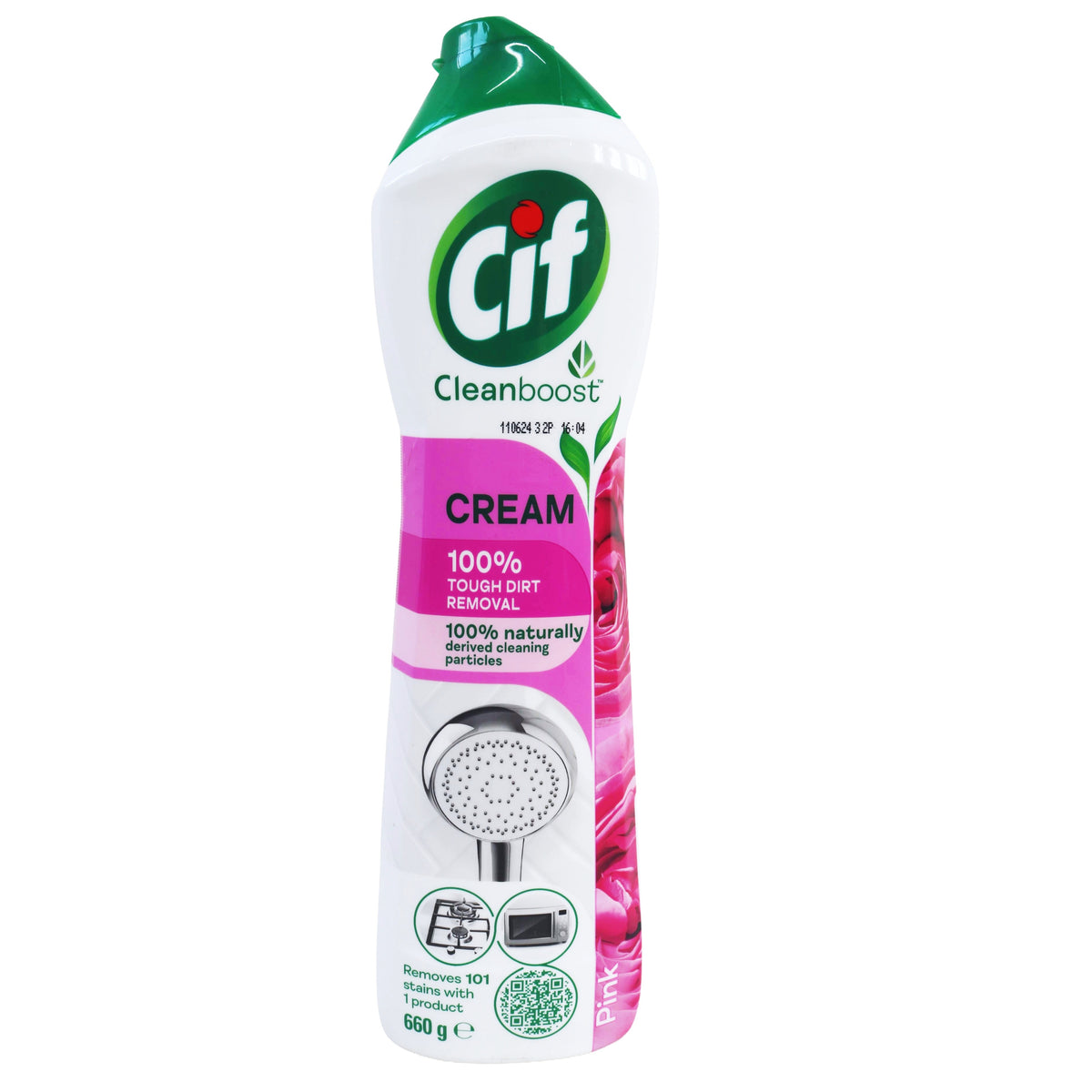 CIF Cleanboost Cream Pink 660g 26625 | 100 Percent Tough Dirt Removal | 100 Percent Naturally Derived Cleaning Particles | Removes 101 Stains with 1 Product